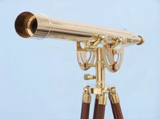 Telescope Floor Standing Brass Anchormaster 39" Telescope With Wooden Tripod
