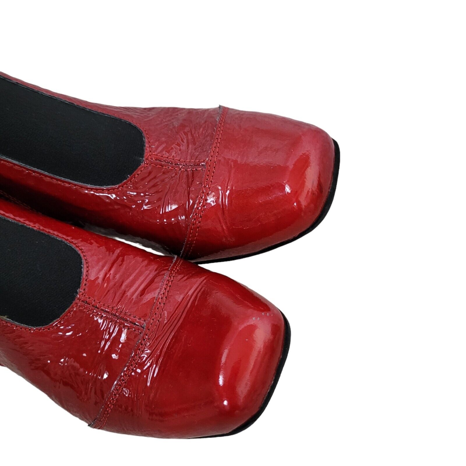 Un Tour En Ville Red Patent Leather Booties - image 10