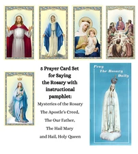 5 Prayer Cards for Saying Rosary & Pamphlet Our Father Hail Mary Apostles Creed