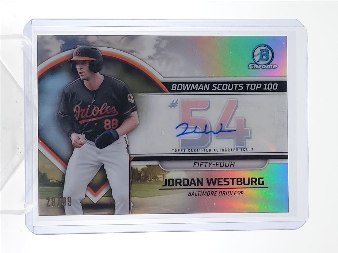 JORDAN WESTBURG 2023 BOWMAN CHROME SCOUTS TOP 100 REFRACTOR AUTO /99 Q4170