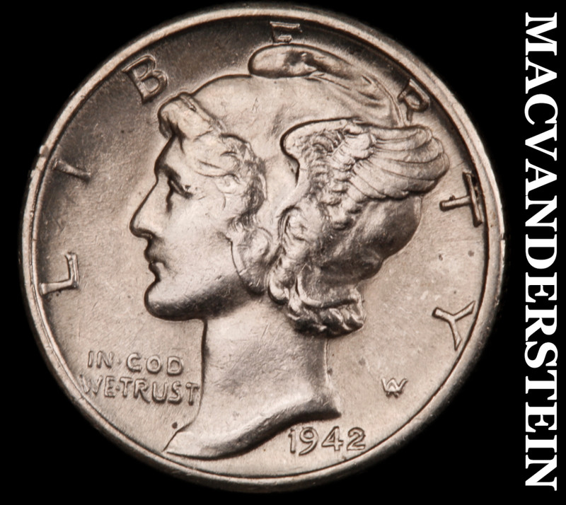 1942-D Silver Mercury Dime - Choice Almost Uncirculated  Lustrous  #M569