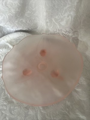 Vintage Lancaster Frosted Pink Depression Footed  Cake Plate Jubilee Petal 10 