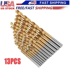 13Pcs HSS Titanium Coated Twist Drill Bit Set 1.5-6.5mm Hex Shank For wood Metal