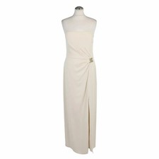 Ivory Strapless Long Gown with Buckle Accent and Side Slit