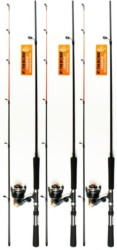 (LOT OF 3) FISHBONZ CRAPPIE 7'0" LIGHT 2PC SPINNING COMBO FBSPCR702L