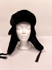 Winter Trapper Hat/ Faux Fur/ Ear Flaps/ Black/ Full Coverage For Warmth/ Unisex