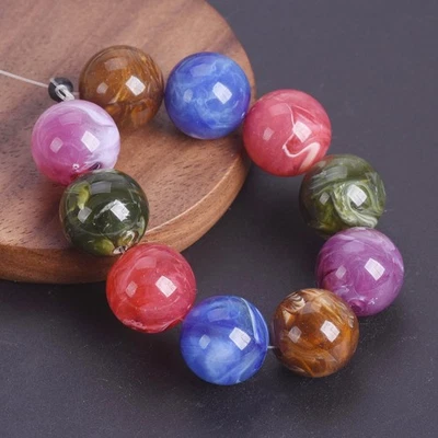 10pcs Round 14mm Resin Plastic Loose Beads For Jewelry Making Bracelet Findings - Photo 1/4