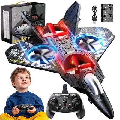 RC 2.4GHz Flugzeug für Kinder ab 8   Ferngesteuertes mit Licht, 360°-Drehung