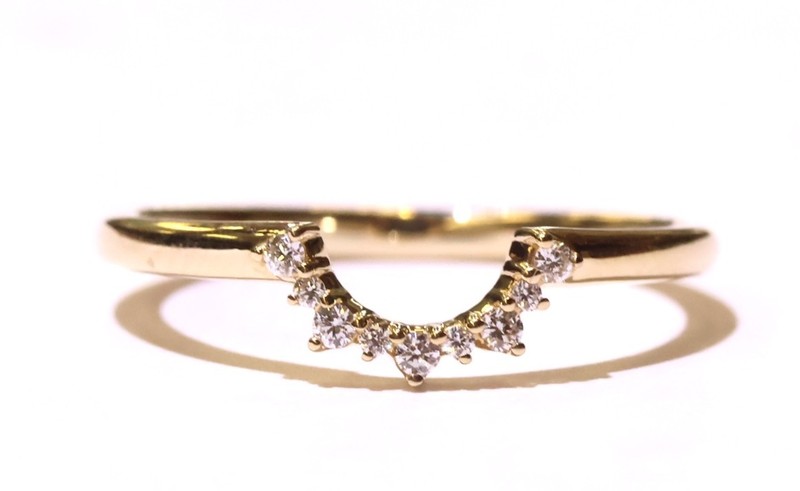 NEW 14k yellow gold curved contour .11ct diamond wedding band ring 1.7g VS1 G