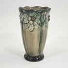 Attributed Weller Vase Voile Woodcraft Art Pottery 124 Berries Leaves Apples 20s