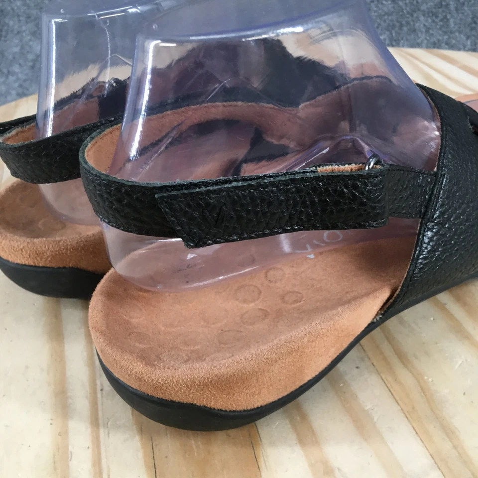 Sandalias Vionic para mujer 9,5 Eira con cordones negras cómodas informales punta abierta parte superior baja Foto 4 de 4