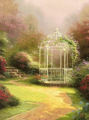 Thomas Kinkade Flieder Pavillon 600 Kunstdruck Poster Leinwand Wanddeko High Modern A