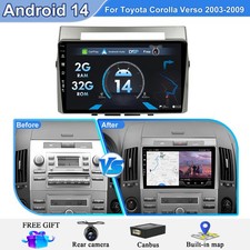 9" Car Radio Carplay 32GB Android 14 For Toyota Corolla Verso 2003-2009 GPS Navi