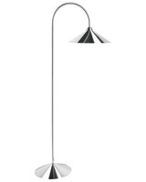 Bogenlampe Stehlampe Metall Silber 1-Flammig Kegelform 150 Cm Hoch Modern