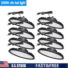8 Pack 200W UFO LED High Bay Light Industrial Factory Warehouse Commercial Light