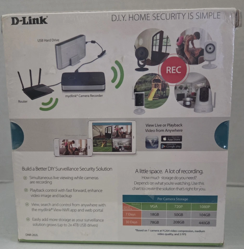 Cámara grabadora de video DNR-202L D-Link habilitada para mydlink Wi-Fi Cloud Hub NUEVA SELLADA Foto 2 de 4