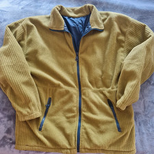 Mens Fleece Jacket Full Zip Mustard Yellow Outdoor Casual L