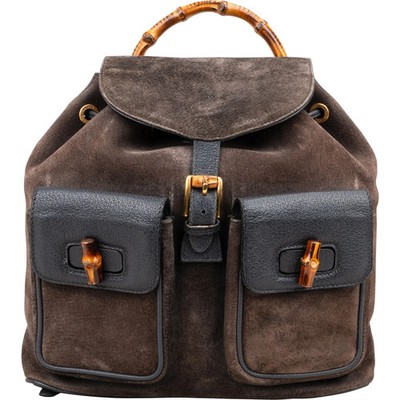 Gucci Suede Bamboo Backpack Rucksack