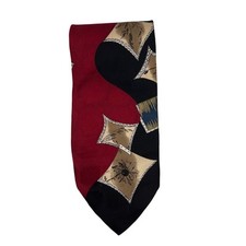 C.C. Hughes-Men  s Tie 56  Long - Black Crimson Tan Cream - Silk Necktie Made USA