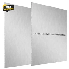 2 Pack 6061 12 X 12 X 1/4 Inch Aluminum Sheet, T6 Heavy Duty Flat Plain Multifun