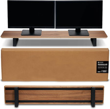 116cm Moodular Wooden Monitor Stand Large Desk Organizer Riser Workspace Walnut