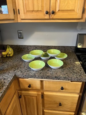 (7) Mikasa C4400/C5400 Lime Green Cereal Bowls Checkmates