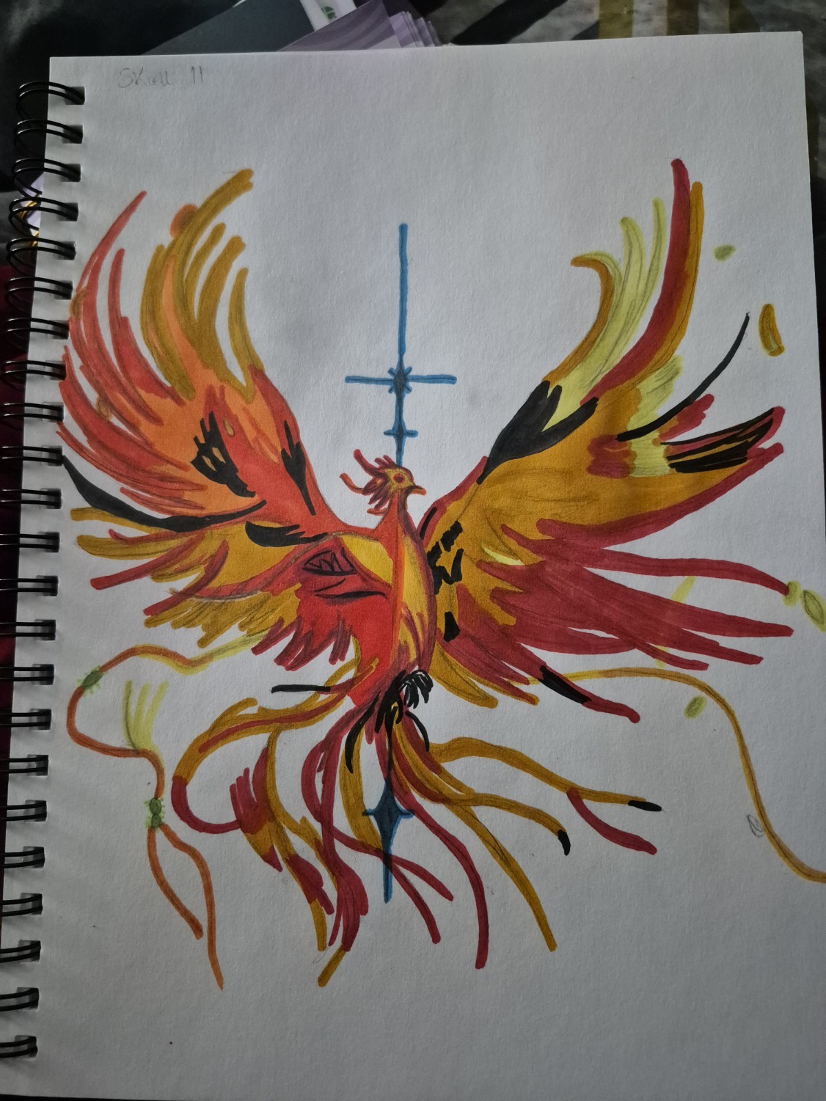 Phoenix Illustration Art Original Ink Drawing on Paper Unframed Handmade Fantasy