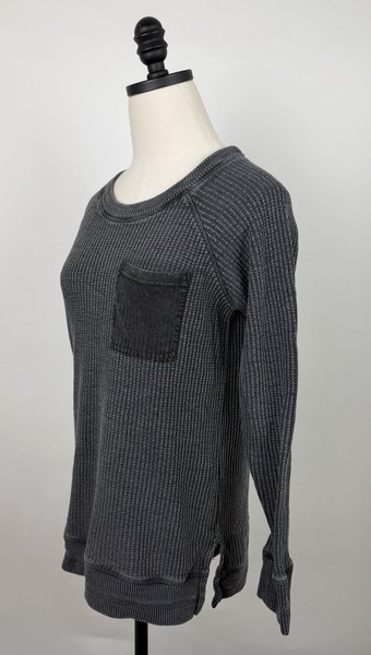 Soft Surroundings Thermal Shirt Womens PS Petite Small Charcoal Black Raglan Tee