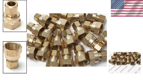 Wholesale Brass Compression Connectors, 3/8" OD x 1/2" NPT, 25-Piece Bulk Set - Picture 2 of 6
