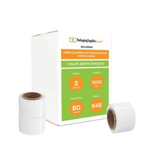 648 Rolls 3" x 1000' 80 Gauge Cast Narrow Banding Stretch Wrap White Shrink Film