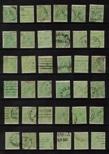 Australia KGV 1/2D Green Stamps, Used x 36, Large Multi Wmk (GR04) - Free Post