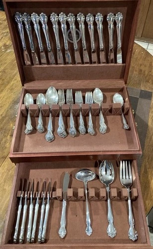 Gorham Sterling Silver Flatware Set Secret Garden Pattern (67 Pieces)