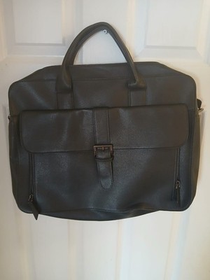 Estarer Laptop Briefcase Men's Black Leather Computer Office Work Bag 15.6 Inch