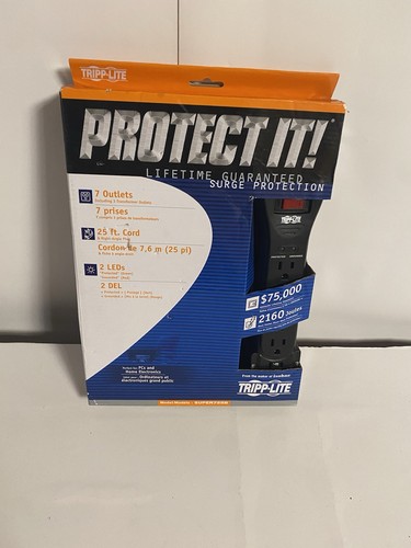TRIPP LITE Surge Protection Surge Protector 7 Outlets 25' Cord 2 LEDs Brand New - 第 9/17 張圖片