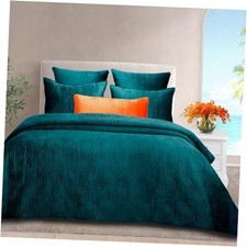 Luxury Velvet Quilt - Teal Green Velvet Comforter Set Full / Queen Deep Teal