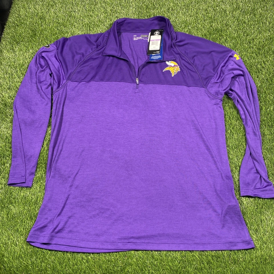 Minnesota Vikings Under Armour 1/4 Cremallera Para Hombres 2xl Nuevo con Etiquetas Chaqueta Ligera Pullover Foto 3 de 4