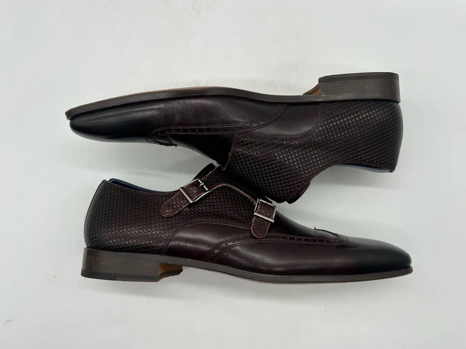 Magnanni Men's Size 8M Burgundy Leather Double Monk Strap Oxfords Dress Shoes. - Image 4 of 4