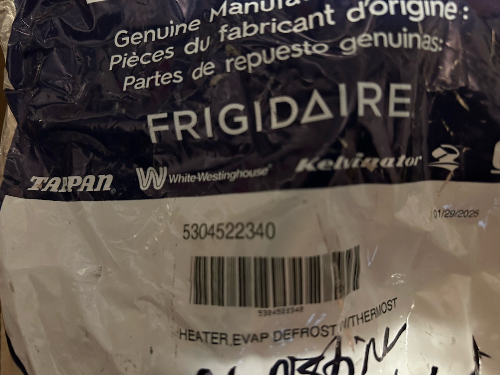 NEW “OEM” FRIGIDAIRE REFRIGERATOR DEFROST HEATER W/THERMOSTAT #5304522340