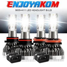 9005 H11 LED Headlight KIT Combo Bulbs 10000K High&Low Beam Super Bright White