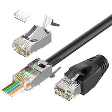 VCELINK CAT6A Connector, RJ45 Connectors Pass Through 30-pack, Black