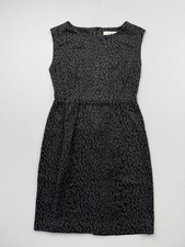 LOFT Dress Womens 2P Gray Animal Print Jacquard Sheath Knee Length Sleeveless