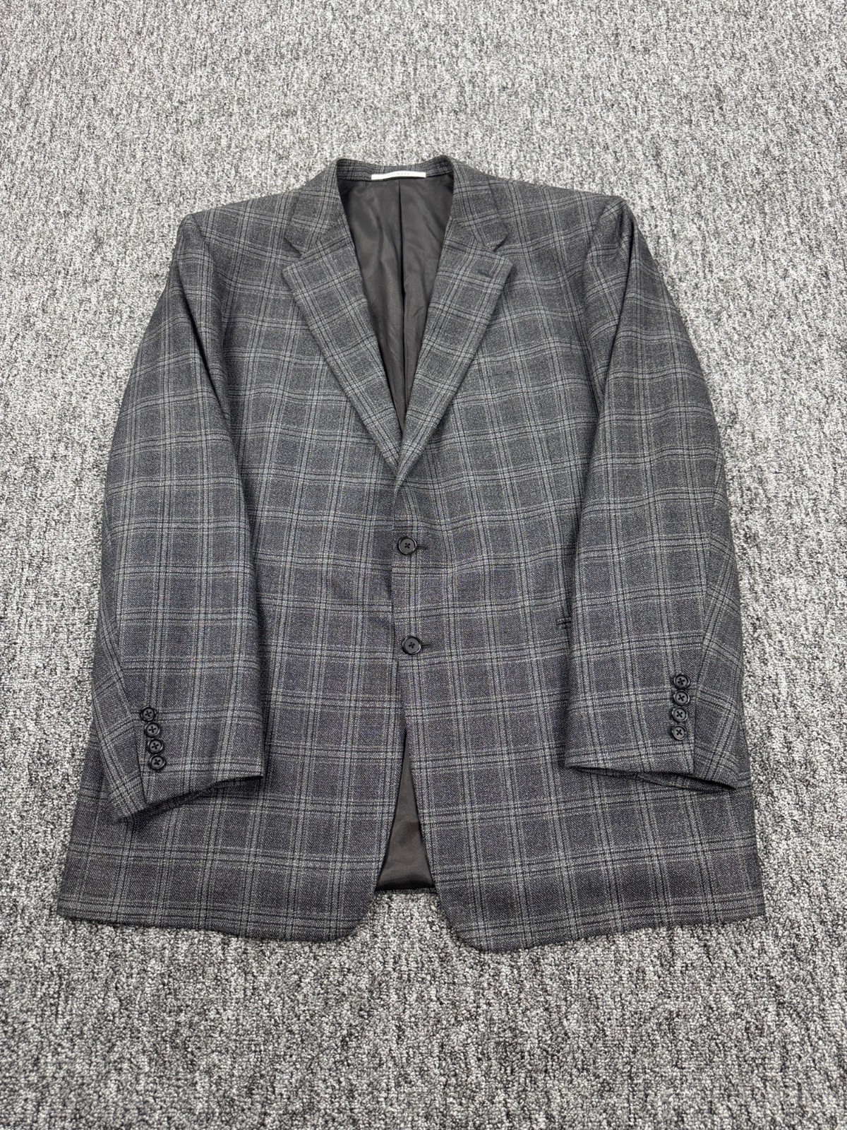 Hickey Freeman Blazer Men 48L Plaid Worsted Wool Silk Jacket Vtg Made In USA