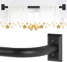 Black Wrap around Curtain Rods 28 to 48 Inch:Blackout Adjustable Window Curtain 