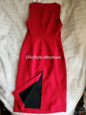 Zara ZW COLLECTION Slit Midi Dress Red Sz XL Bright Red BNWT | eBay