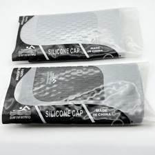 NIP 2x Silicone Swim Cap Water Drops Protect Hair Superior Stretch Black Grey