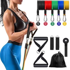 Resistance Bands - 11 Piece with handles, indoor workout, ultimate home gym