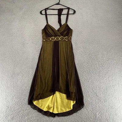 City Triangles Y2K Dress Size M Brown Sequin Fairy Grunge Babydoll 90s Hoco Mesh - Image 1 of 4