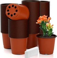 100-Pack 4 Inch, Plastic Plant Nursery Pots Seed Starting, Pots