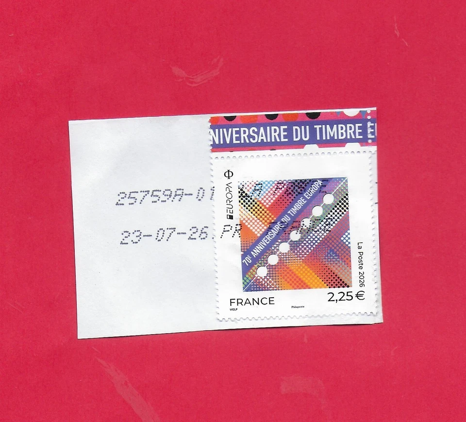 Frankreich # 2026 # 70 Jahre EUROPA -MARKEN  (02) # gestempelt / Briefstück - Bild 1 von 1