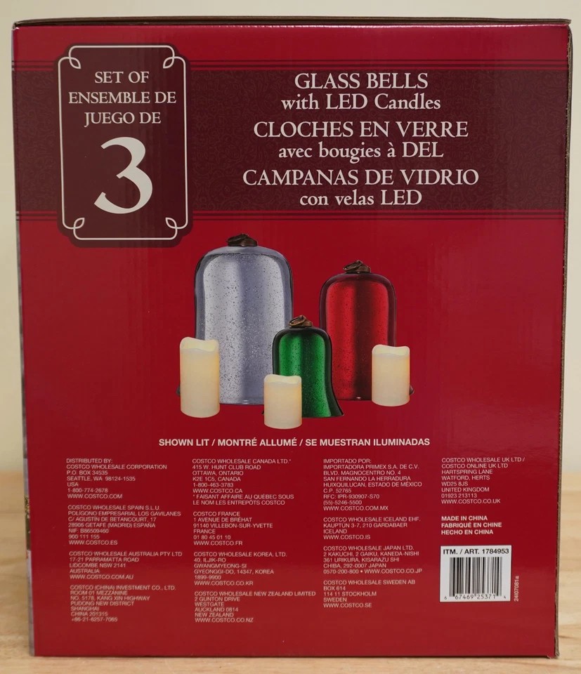 3 玻璃圣诞铃电池 LED 蜡烛 Costco — 第 3/3 张图片